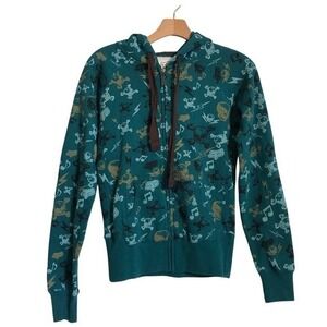 Fox Girls revolution skull zip hoodie peacock teal  size M medium NWT